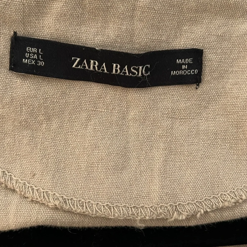 Zara Tan Linen Jumpsuit Size Large